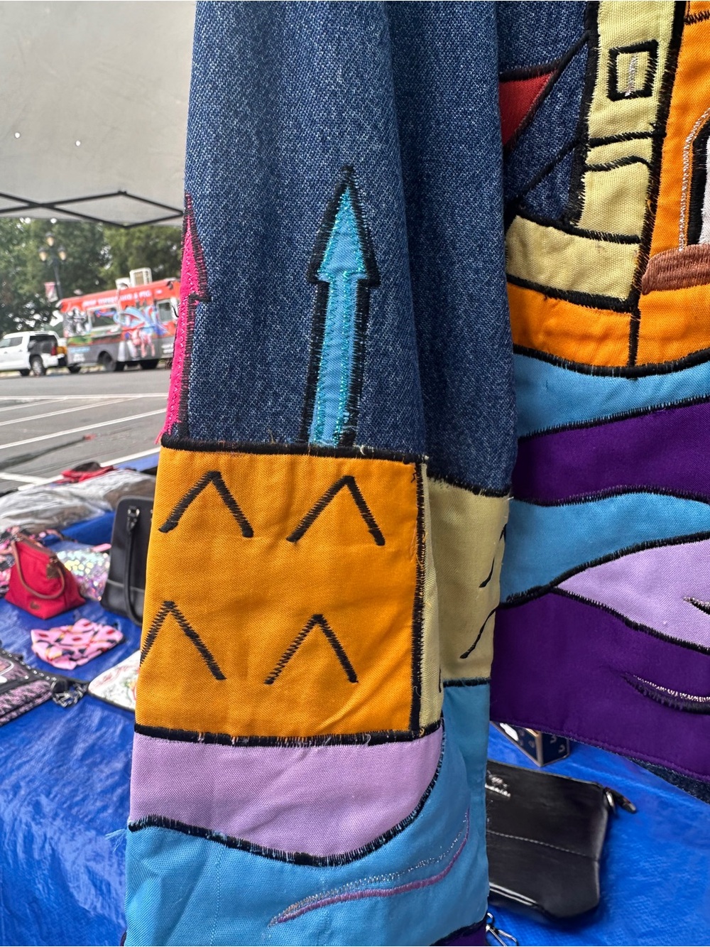 Kaktus Blue Denim Jacket with Multicolor Accent - Picture 5 of 9